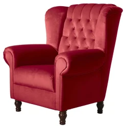 Outlet Wohnen Roter Chesterfield-Sessel mit Ohren - Malisha