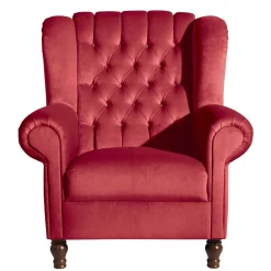 Outlet Wohnen Roter Chesterfield-Sessel mit Ohren - Malisha