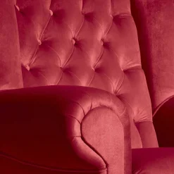 Outlet Wohnen Roter Chesterfield-Sessel mit Ohren - Malisha