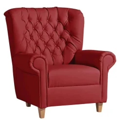 Online Wohnen Roter Kunstleder Sessel im Chesterfield Look - Swan