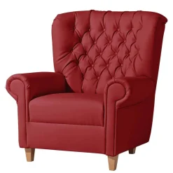 Online Wohnen Roter Kunstleder Sessel im Chesterfield Look - Swan