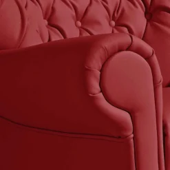 Online Wohnen Roter Kunstleder Sessel im Chesterfield Look - Swan