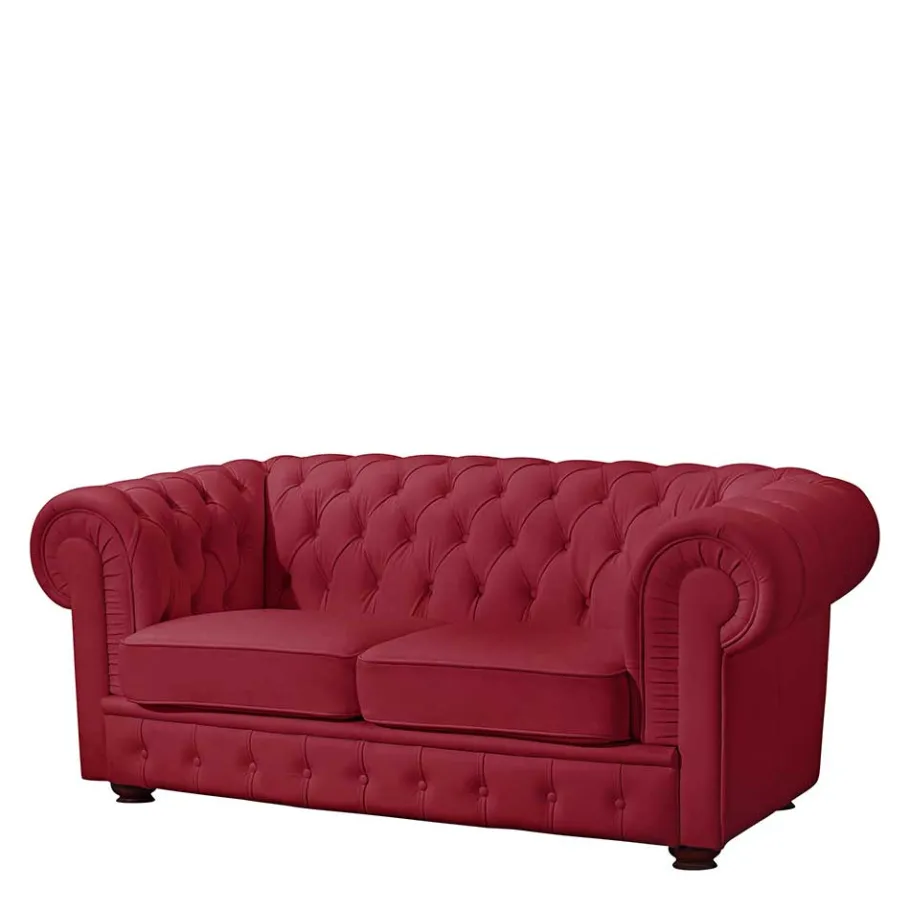 Best Wohnen Rotes Ledersofa im Chesterfield Design - Geoloro