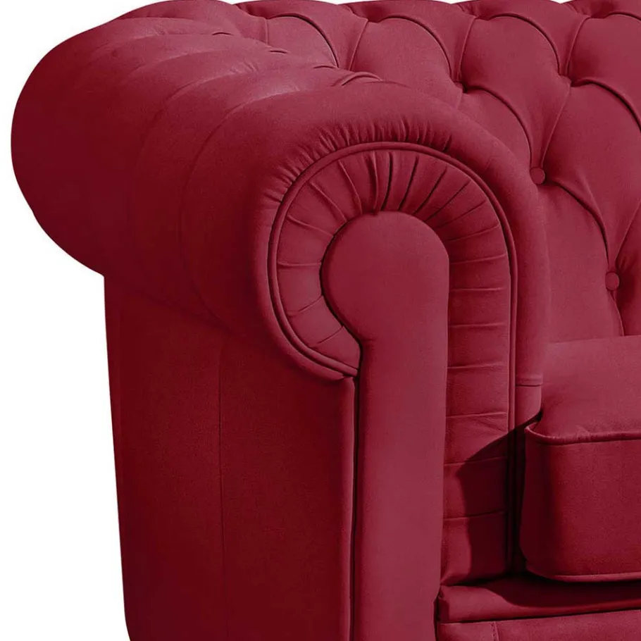 Best Wohnen Rotes Ledersofa im Chesterfield Design - Geoloro