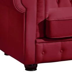 Best Wohnen Rotes Ledersofa im Chesterfield Design - Geoloro