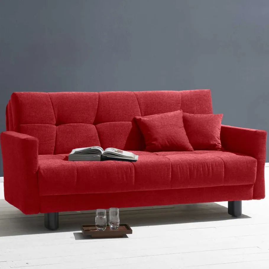 Wohnen Rotes Schlafsofa mit Flachgewebe Bezug - Singuaro