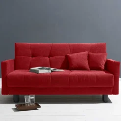 Wohnen Rotes Schlafsofa mit Flachgewebe Bezug - Singuaro