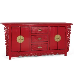 New Wohnen Rotes Sideboard im Asia Style - Iscian