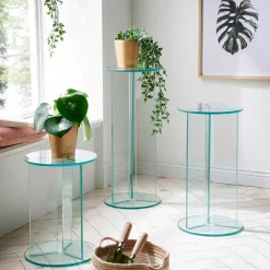 Clearance Wohnen Runde Blumensäulen aus Glas - Shivan (dreiteilig)
