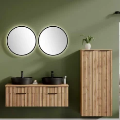 Online Wohnen Runder Badezimmerspiegel mit LED Beleuchtung - Crystoga