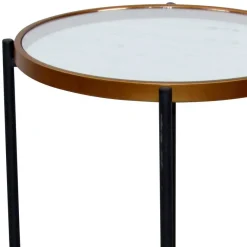 Discount Wohnen Runder Beistelltisch aus Spiegelglas - Vanilla