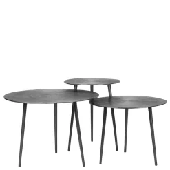 Hot Wohnen Runder Beistelltisch in Grau mit Antik Finish - Trojar