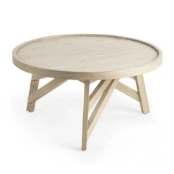 Best Wohnen Runder Couchtisch aus Grey Washed Mindi Holz - Paecy