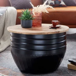 Clearance Wohnen Runder Couchtisch mit Fass Metallgestell - Acapella