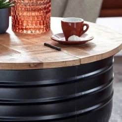 Clearance Wohnen Runder Couchtisch mit Fass Metallgestell - Acapella