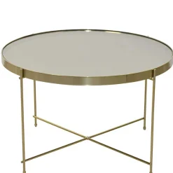 Discount Wohnen Runder Couchtisch mit Spiegelglas Platte - Justina