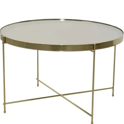 Discount Wohnen Runder Couchtisch mit Spiegelglas Platte - Justina