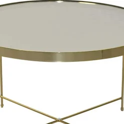 Discount Wohnen Runder Couchtisch mit Spiegelglas Platte - Justina