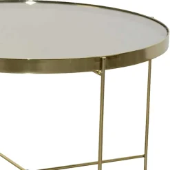 Discount Wohnen Runder Couchtisch mit Spiegelglas Platte - Justina