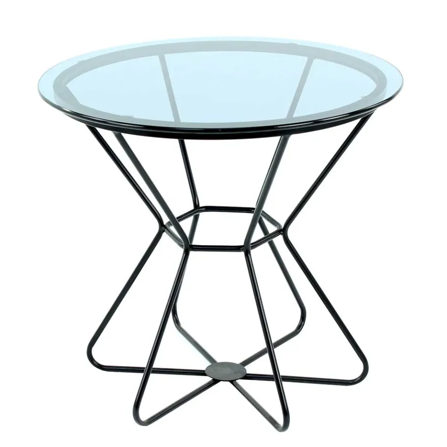New Wohnen Runder Design Beistelltisch mit Rauchglas Platte - Mondoro