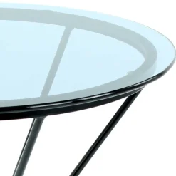 New Wohnen Runder Design Beistelltisch mit Rauchglas Platte - Mondoro