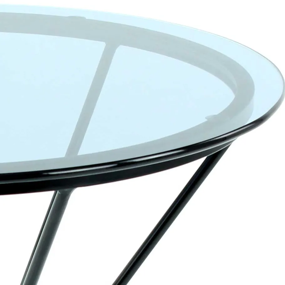 New Wohnen Runder Design Beistelltisch mit Rauchglas Platte - Mondoro