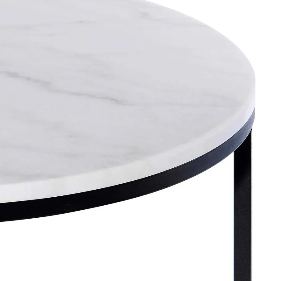 Best Wohnen Runder Design Couchtisch mit Marmorplatte - Ciliuma