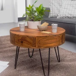 Hot Wohnen Runder Design Couchtisch mit Schublade - Pullman