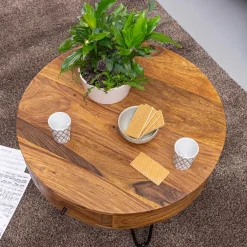 Hot Wohnen Runder Design Couchtisch mit Schublade - Pullman