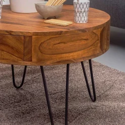 Hot Wohnen Runder Design Couchtisch mit Schublade - Pullman