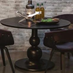 Wohnen Runder Design Esstisch in Schwarz lackiert - Bottaro