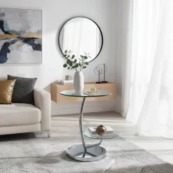 Outlet Wohnen Runder Designtisch mit 2 Glasplatten - Conoro