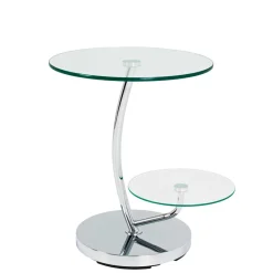 Outlet Wohnen Runder Designtisch mit 2 Glasplatten - Conoro