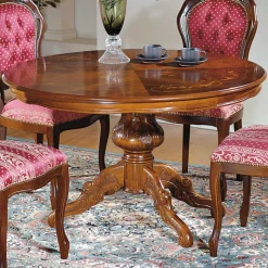 Sale Wohnen Runder Esstisch im Barockstil Magari mit Nussbaum Furnier