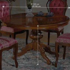Sale Wohnen Runder Esstisch im Barockstil Magari mit Nussbaum Furnier