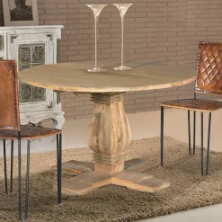 New Wohnen Runder Esszimmertisch aus Mangoholz Natur - Milwana