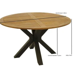 Outlet Wohnen Runder Gartentisch mit Spider Gestell - Orleans