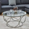Best Wohnen Runder Glas-Wohnzimmertisch mit Ringgestell - Barnetto