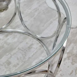 Best Wohnen Runder Glas-Wohnzimmertisch mit Ringgestell - Barnetto