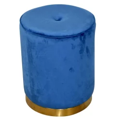 Best Wohnen Runder Hocker aus Samt in Blau - Mialan