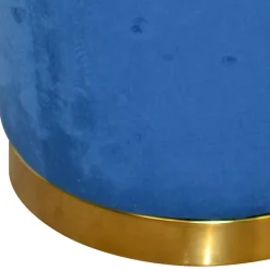 Best Wohnen Runder Hocker aus Samt in Blau - Mialan