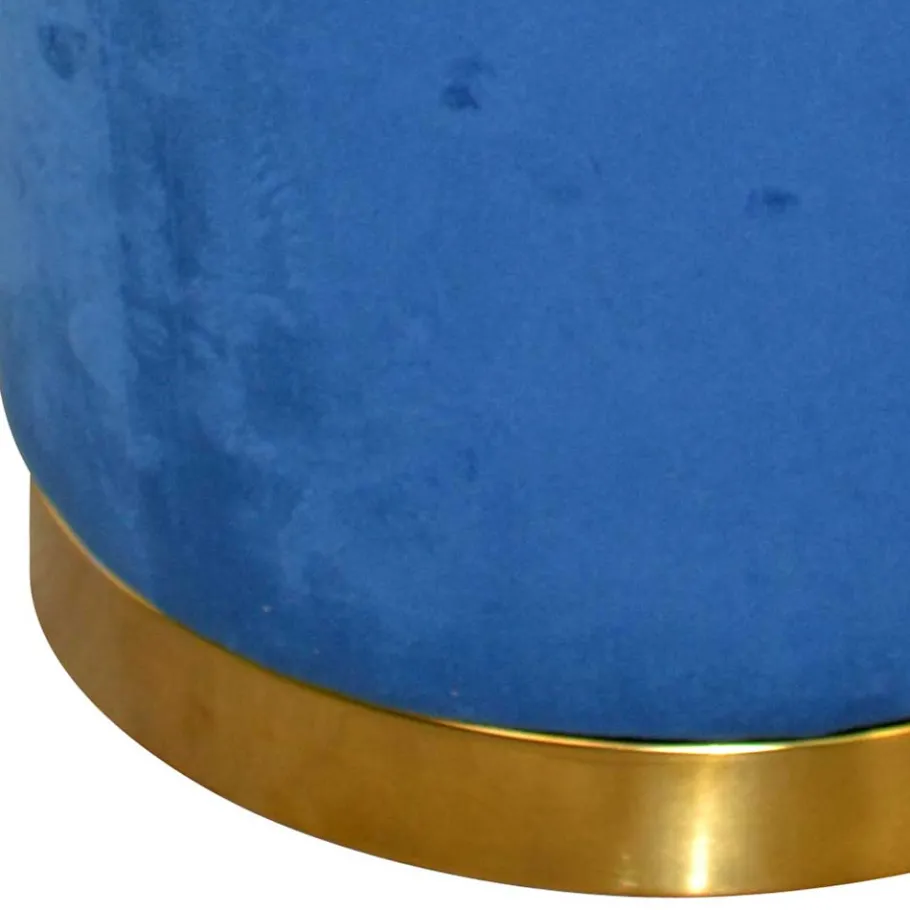 Best Wohnen Runder Hocker aus Samt in Blau - Mialan