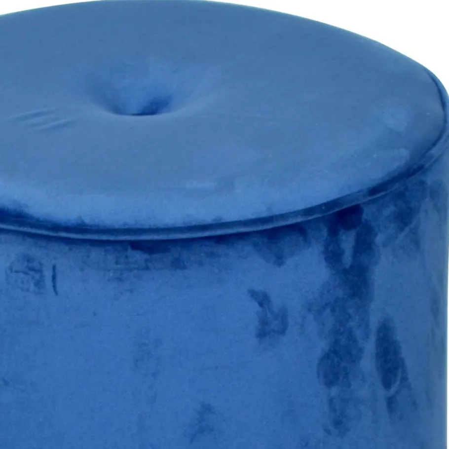 Best Wohnen Runder Hocker aus Samt in Blau - Mialan