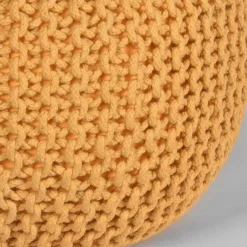 Discount Wohnen Runder Hocker aus Strickstoff in Gelb Ocker - Karontac