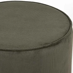 Best Wohnen Runder Hocker Pouf aus Cord in Oliv Grün - Brisbane