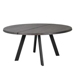 New Wohnen Runder Holztisch Eiche Dunkelbraun & Metall - Liguria