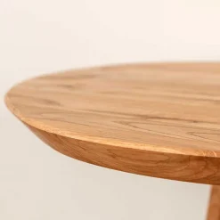 New Wohnen Runder Massivholz-Beistelltisch aus Eiche - Lnyza