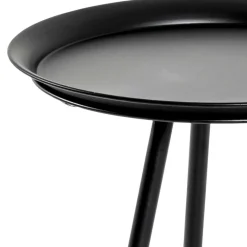 Wohnen Runder Metall Beistelltisch in Schwarz lackiert - Lagorene