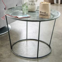 Best Wohnen Runder Metall Couchtisch mit abnehmbarer Platte - Anatana