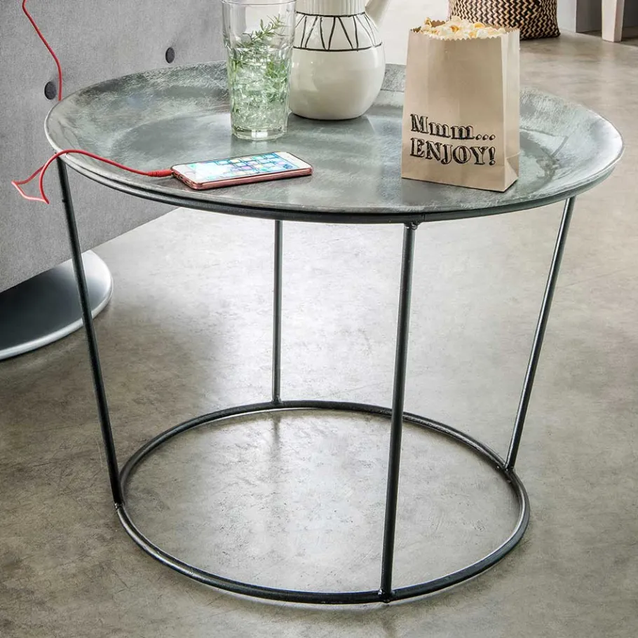 Best Wohnen Runder Metall Couchtisch mit abnehmbarer Platte - Anatana